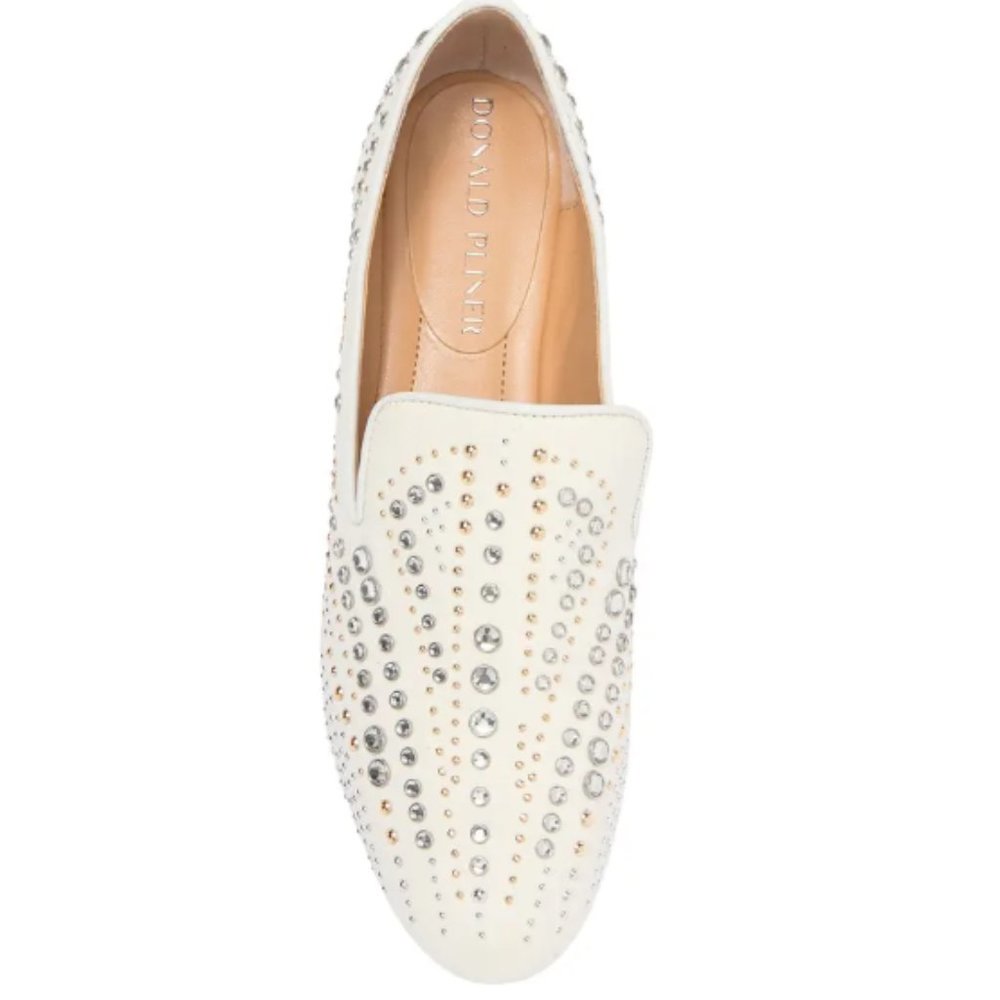 NEW Donald J. Pliner Women Tim Rhinestone Stud Texture Block Dress Casual Loafer - Picture 3 of 6